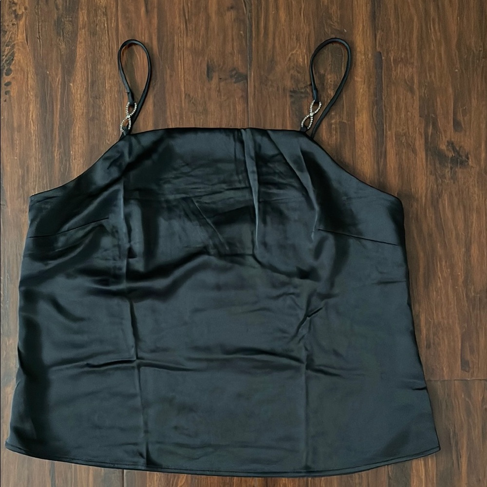 Women's Elegant Black Satin Top